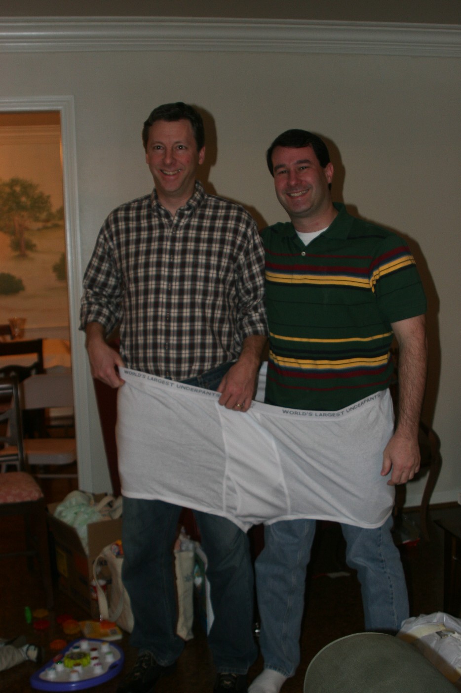 daddy and my uncle in world's biggest underpants